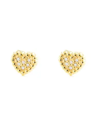 Earrings girl gold 9k heart zirconia