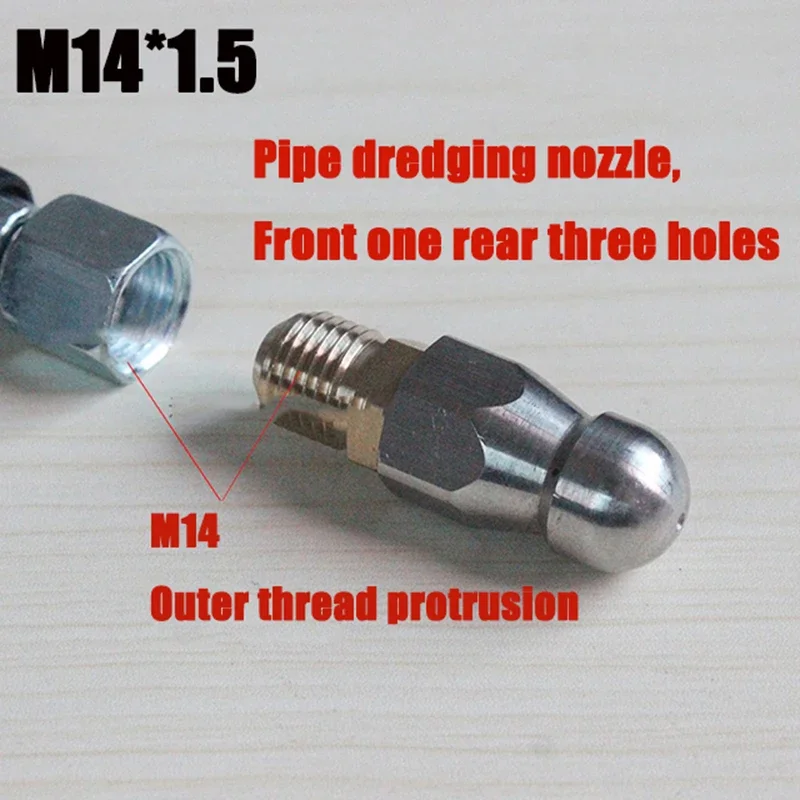 Pipe Dredging Nozzle Front One and Rear Three Holes ,High Pressure Nozzle Water Spray Pipe Flushing  Cleaning Machine Accessori