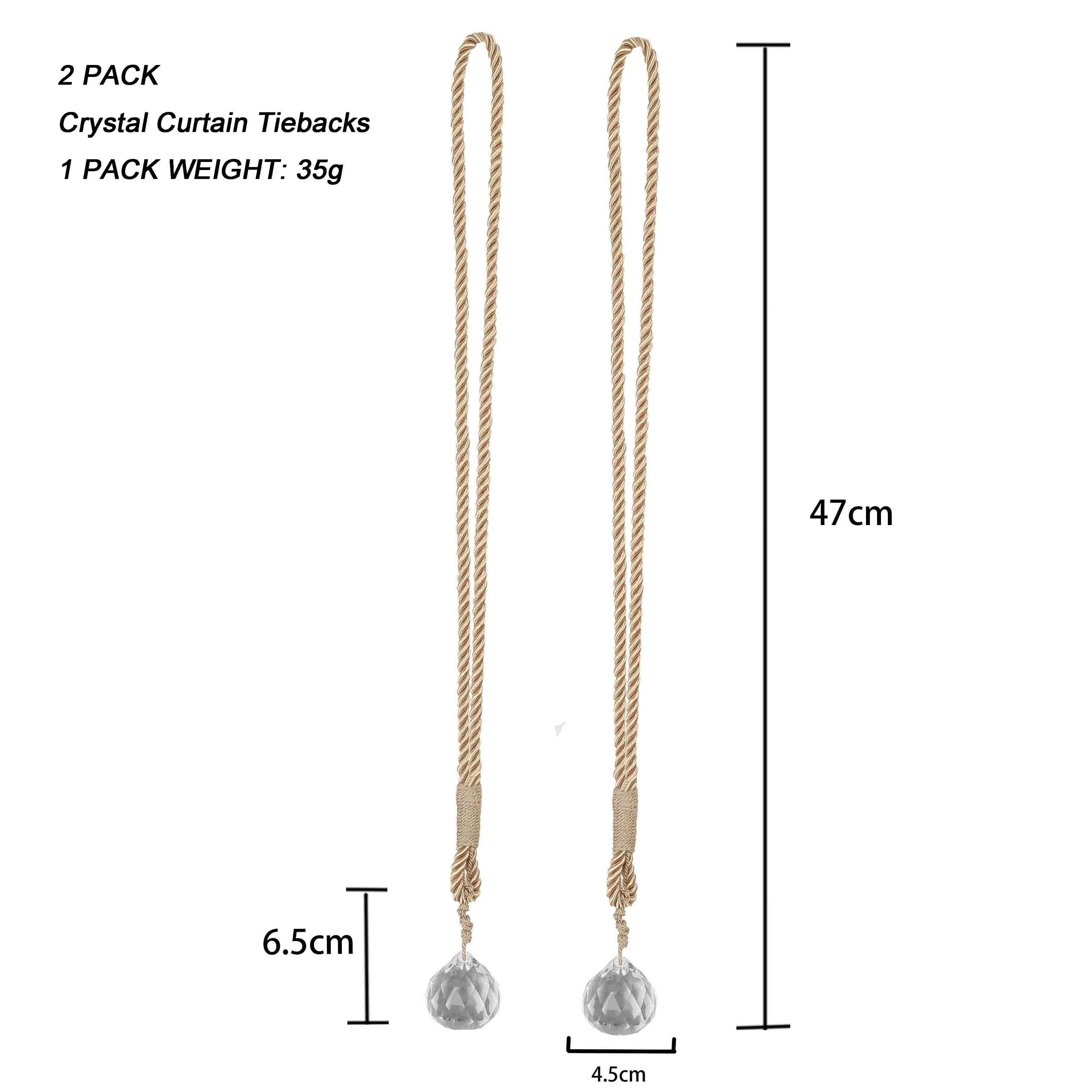 1Pc Curtain Tieback with Crystal Home Decoration Beaded Hanging Pendant Window Drape Gold Curtain Holder Curtain Accessories