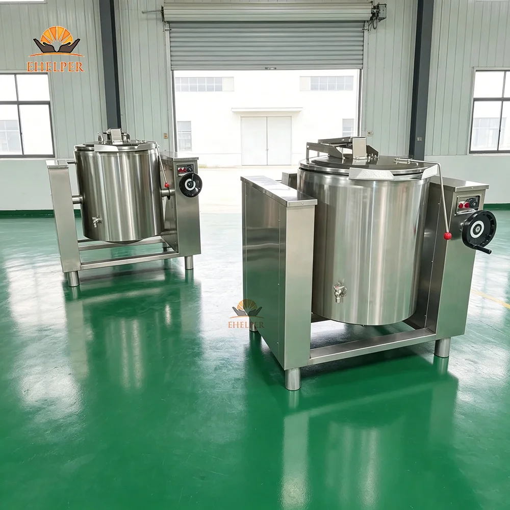 Commercial Tilting Boiling Pot Steam Indirect Heating Anti-Burn With Temp Controller CE Certification | Jacketed Pot