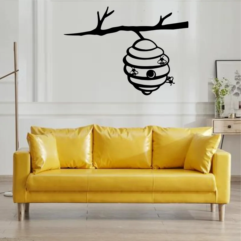 Bee Hive with Branch wall sticker Silhouette Decor for garden window glass door Party Decor #267