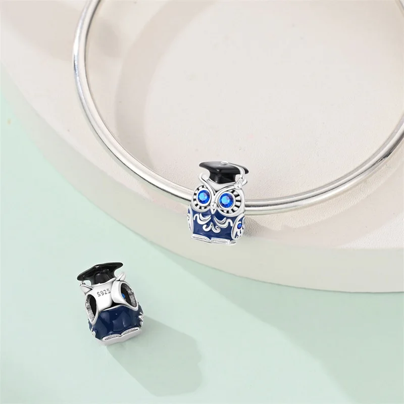 

Hot Sales 925 Sterling Silver Owl Researcher Charms Bead Fit Original Bracelet DIY Women Birthday Friends Cute Jewelry Gifts
