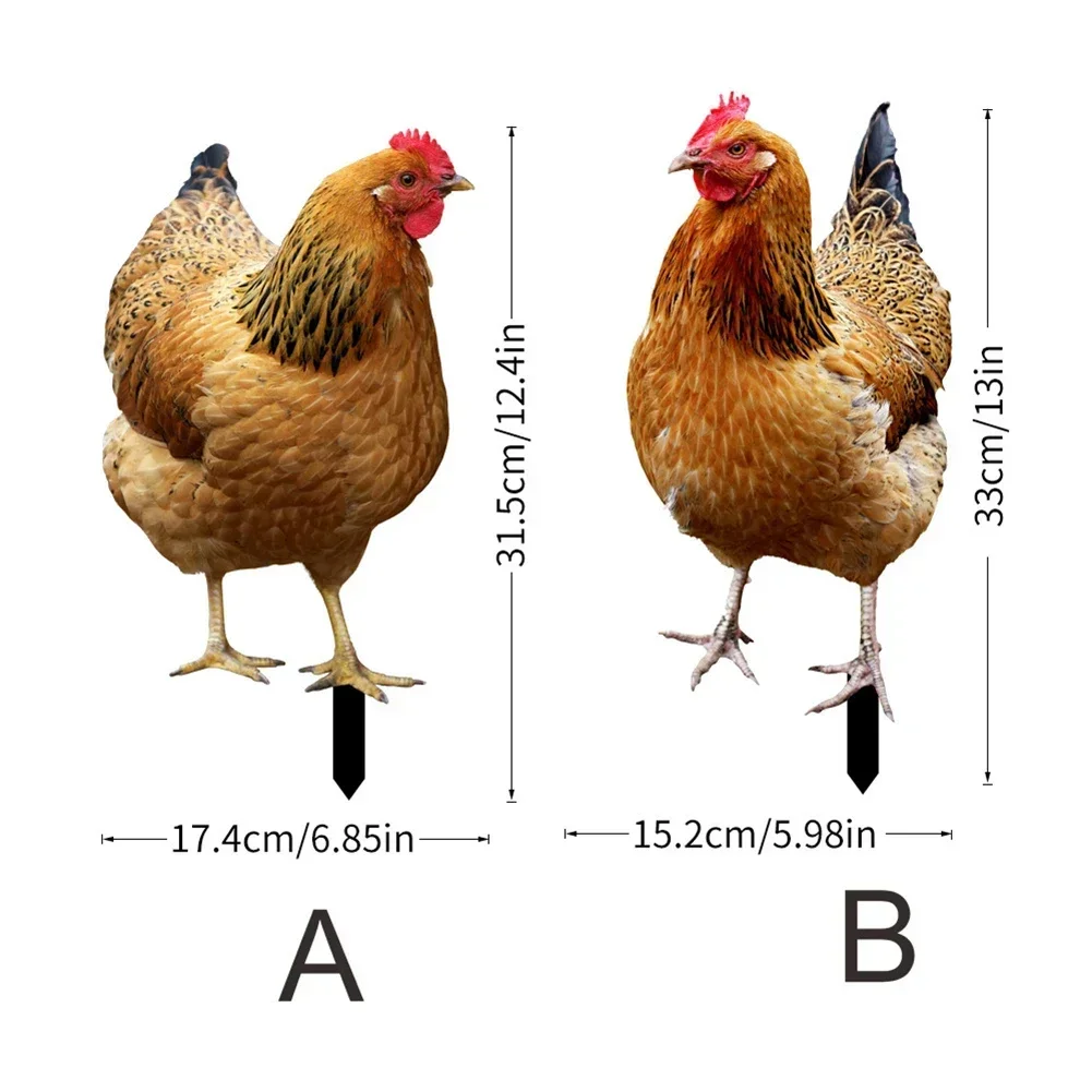 Estatua de gallo para decoración de jardín, escultura de pollo para Patio, estatuilla de gallina resistente a la intemperie para Patio trasero, decoración del hogar al aire libre, 2 piezas