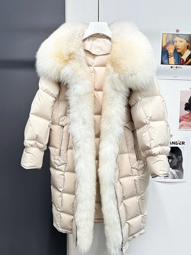 

2023 Oftbuy Natural Real Fox Fur Collar Thick Warm Goose Down Coat Thick Warm Natural Winter Jacket Women Outerwear Streetwear