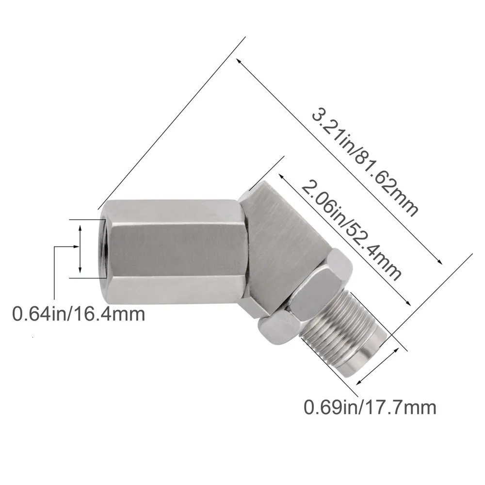 2PCS 45 Degree Oxygen Sensor Extender with Mini Catalyst Lambda O2 Adapter CEL Fix, M18*1.5