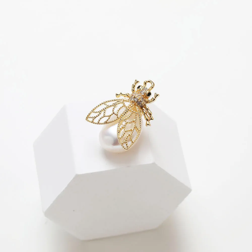 4PCS 14k Gold Plated Honeybee Charms Can Hang Pearls for Jewelry Making Pendant DIY Hand Made Brass Accessories 13*17mm