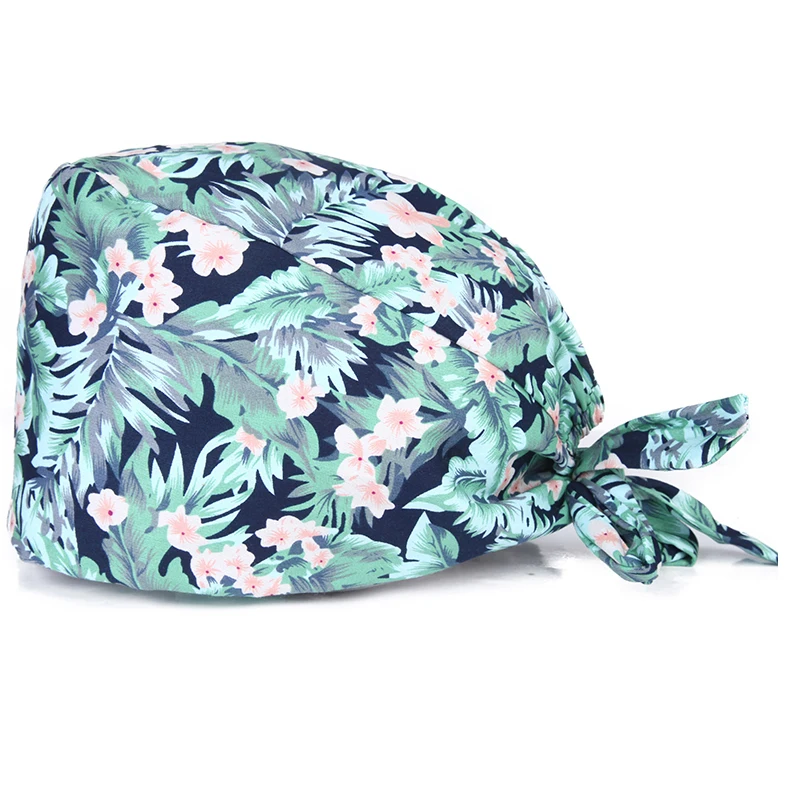 adjustable Unisex cotton flower Cartoon print hats Scrubs hats beauty salon nursing caps laboratory pet shop fashion Scrub Cap