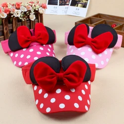 Disney Children Hat Cute Minnie Bow Sunscreen Empty Top Hats for Girls Summer Outdoor Sun Protection Visor Hat Girl's Gifts