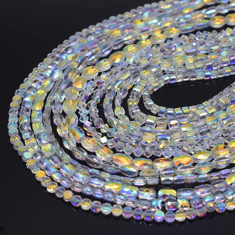 A Quality Transparent Crystal Glass Beads AB Color Heart Star Bear Clover Faceted Loose Spacer Beads For Jewelry Making DIY