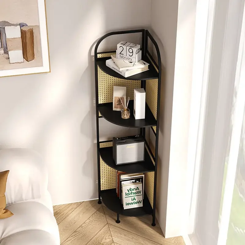 Ijzeren Opbergrek Woonkamer Kleine Hoek Display Rack Licht Luxe Multi-Layer Boek Opbergrek Vitrinekast Boekenplank