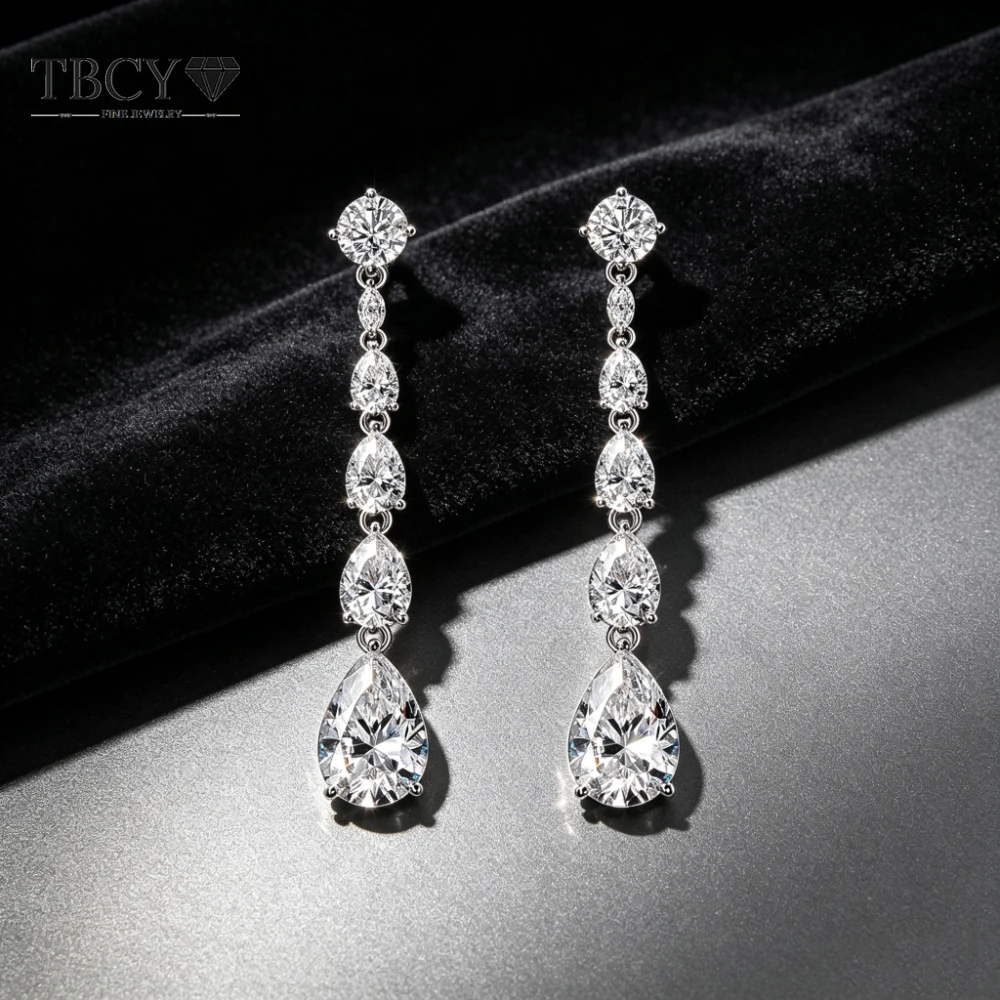 TBCYD 16.98cttw Pear Cut 100% Real Moissanite Drop Earrings For Women S925 Silver Diamond Dangle Earrings Sparkling Jewelry Gift