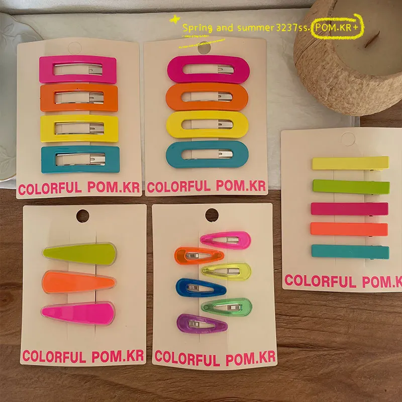 Kids Hair Clips Geometric Shape Multicolor Resin Soft Grip Lightweight Nonslip for Baby Girls Summer Side Bang Daily Wear