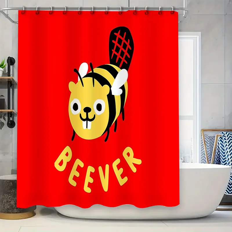 

Cute Bee Shower Curtain Farmhouse Bathroom Decor Nature Floral Honeycomb Waterproof Fabric Liner