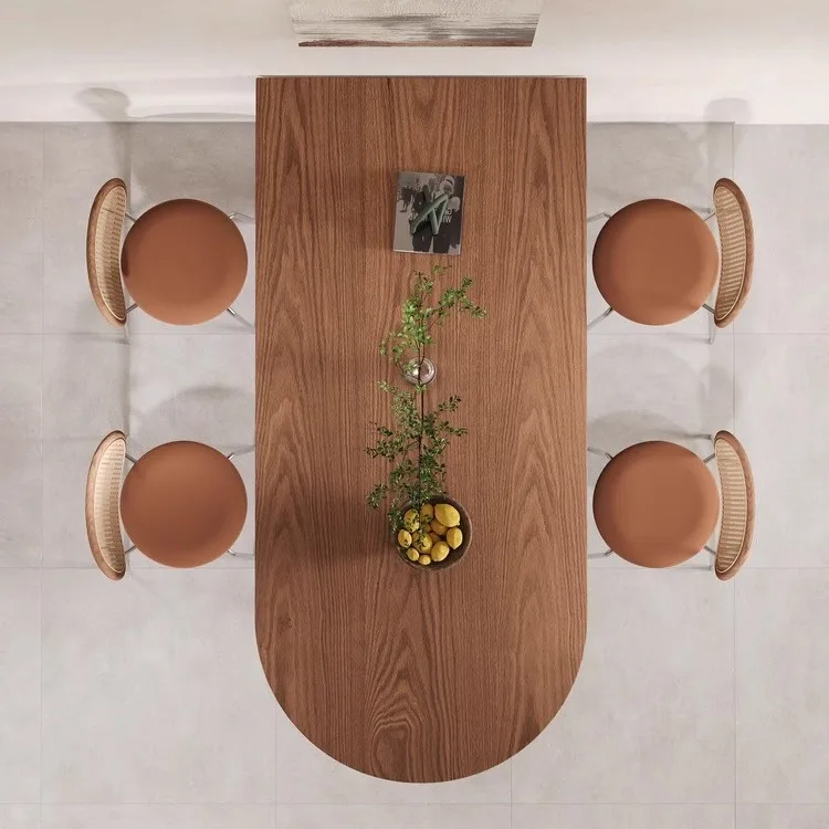 Nordic solid wood island dining table household small apartment against the wall semi-circular dining table simple living room