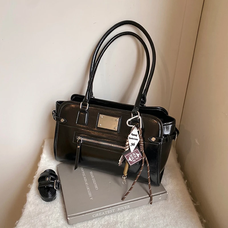 

Vintage Commuter Women Shoulder Bags 2025 Autumn New Large Capacity Shopping Tote Bag PU Leather Coffee Lady Handbags