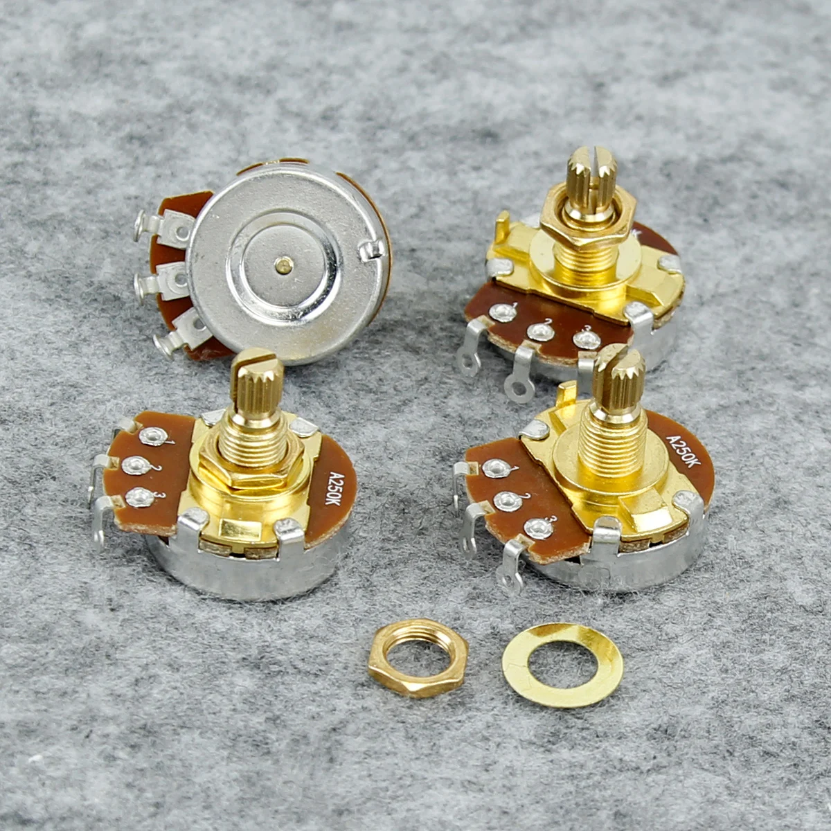 FLEOR 4PCS Golden Short Shaft Potentiometer Guitar Pots 500K 250K Choose Electric Guitar Parts