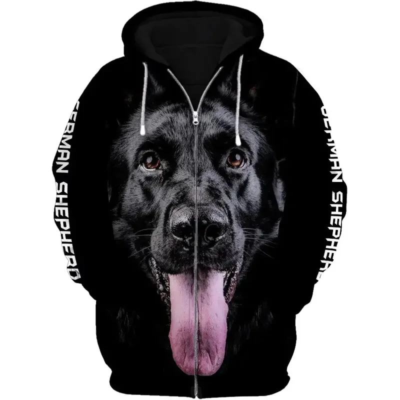1 Piece Custom Your Picture Love Dog German Shepherd 3D Printed Hoodies Men For Women Zipper Hoodie Casual Street Tracksuit 01