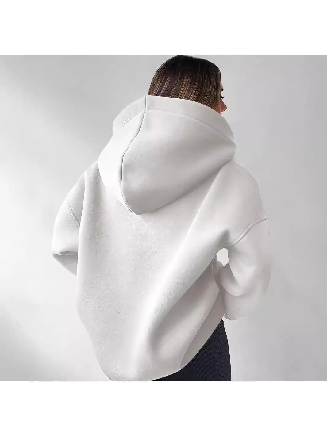 Sudadera con capucha larga de moda para mujer, ropa deportiva holgada de Color, brazo de fibra de poliéster, sombreros de ala de murciélago intermonados