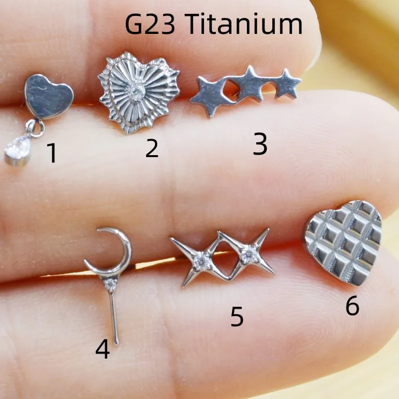 10pcs Body Jewelry 16G All G23 Titanium Heart Shape Lip Labret Bar Ear Helix Tragus Rook Bar Piercing Jewelry New Shine