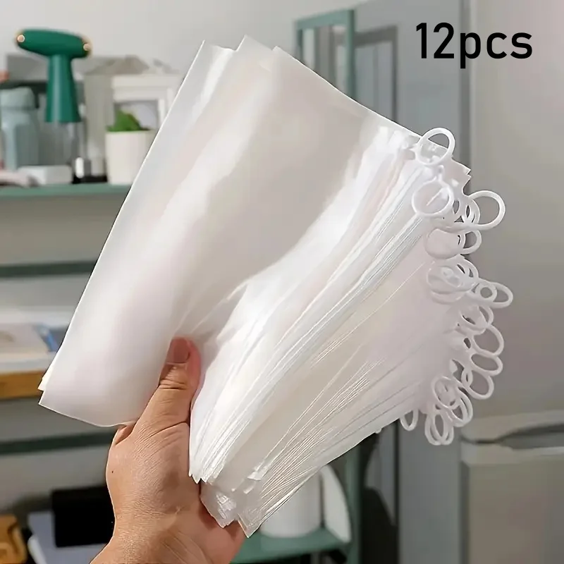 12pcs PVC Clear Plastic Reusable Zipper Bags, High Quality, Durable, Fade , with Handles, Hand Wash, for Travel, Storage