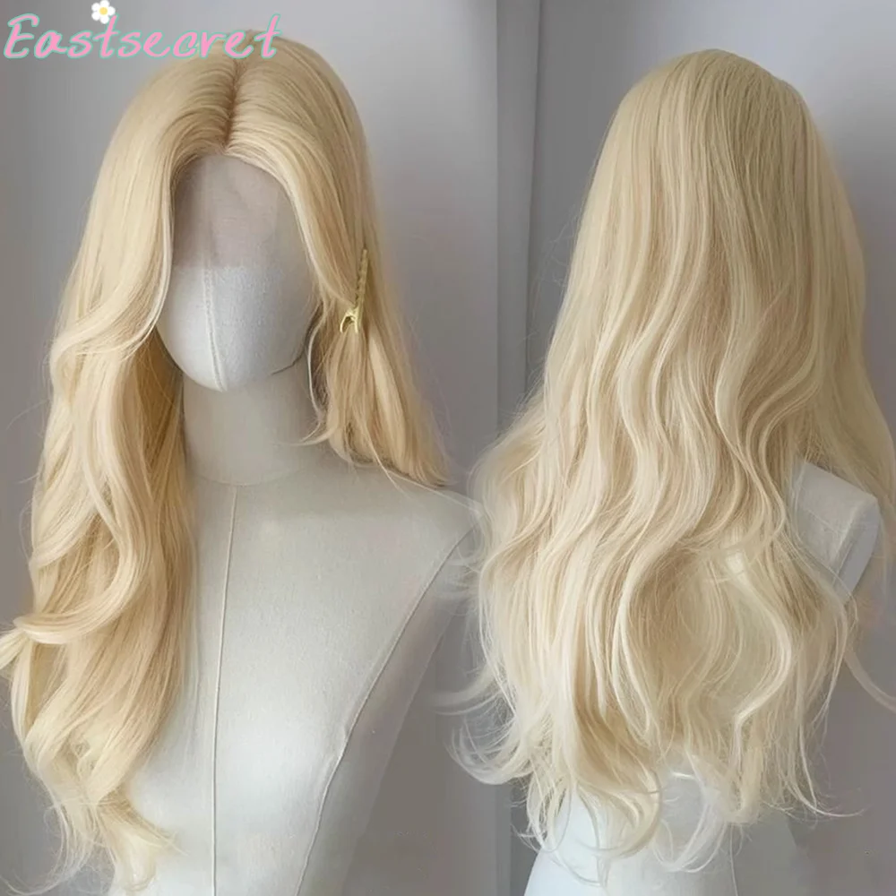 

EAST Blonde Wig Lace Front Cosplay Wigs Long waves Natural Silky Synthetic Lace Frontal Wig for Daily Use Halloween wig