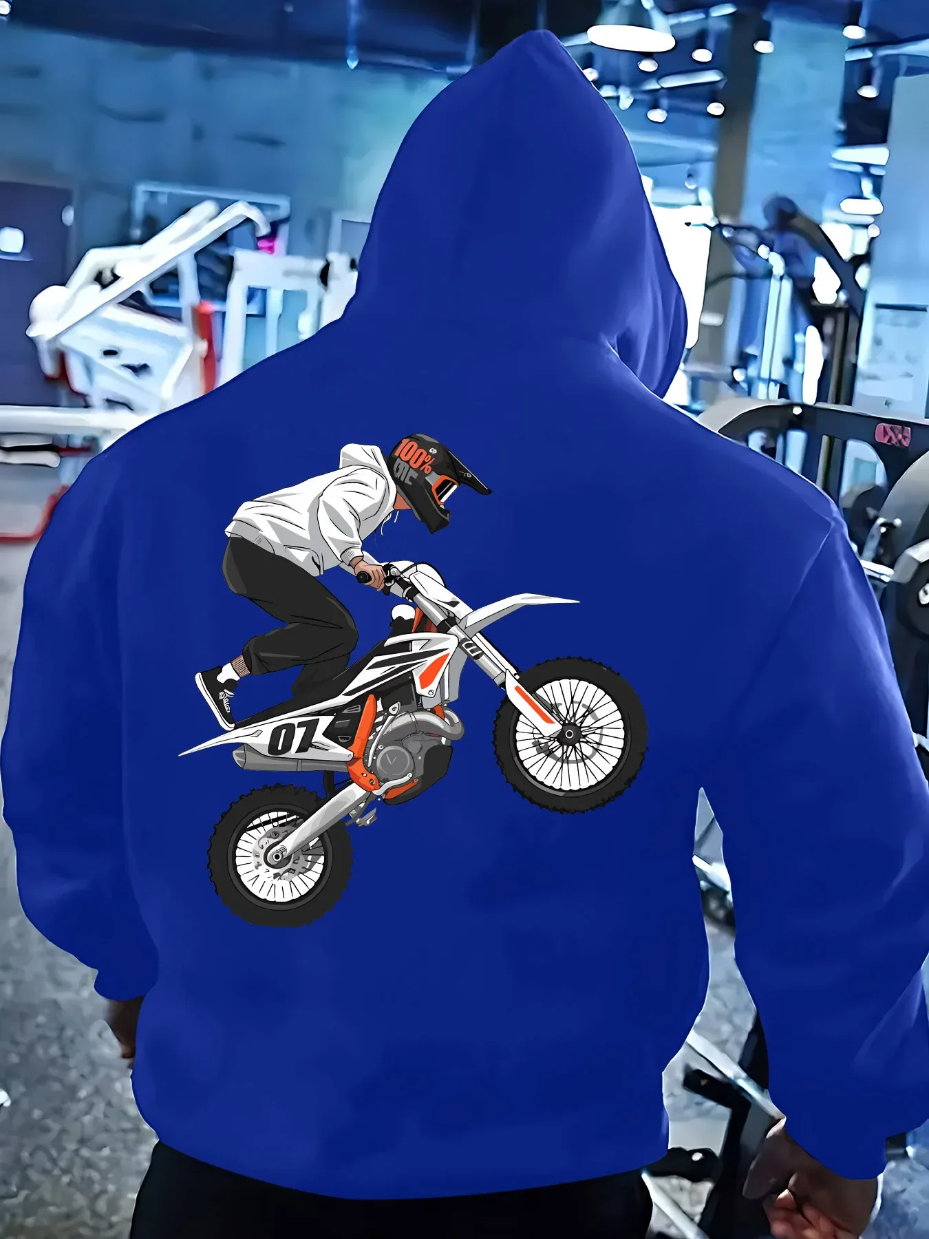 Men's Dirt Bike Autumn Winter Hoodie Off-road Motorcycle Rider Anime Print Extreme Sports Streetwear Fleece Sweatshirt