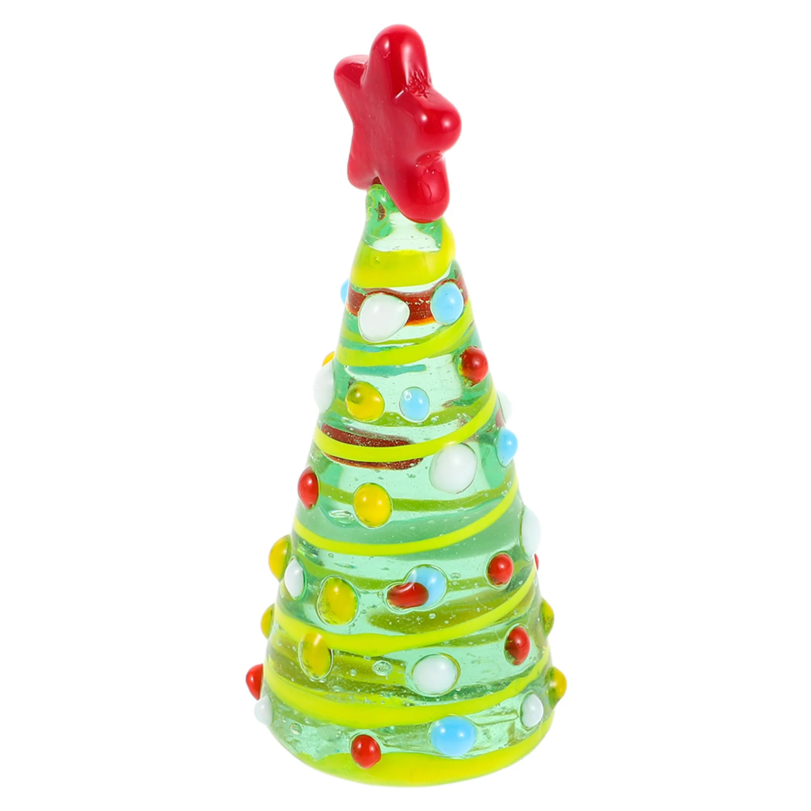 

Small Glass Christmas Tree Ornament for Desk Table Mantel Decor - Mini Holiday Indoor Decorative Centerpiece Xmas Party