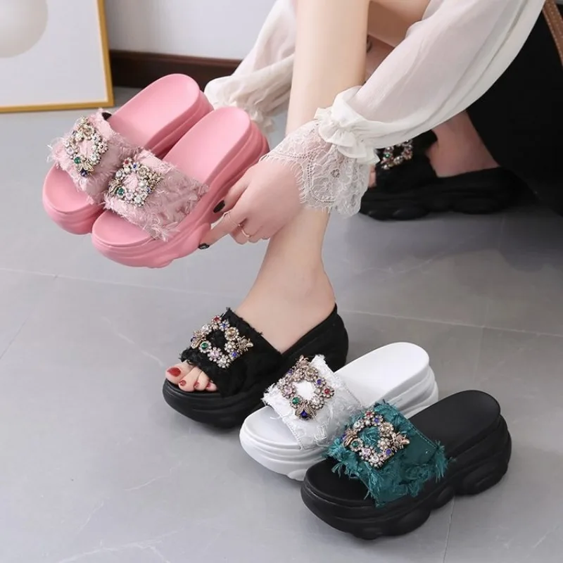 

2024 New Beach Open Toe Flat Bottom Sandal Slippers Women's Wedges Sandals high heels luxury Womens Shoes zapatos de mujer