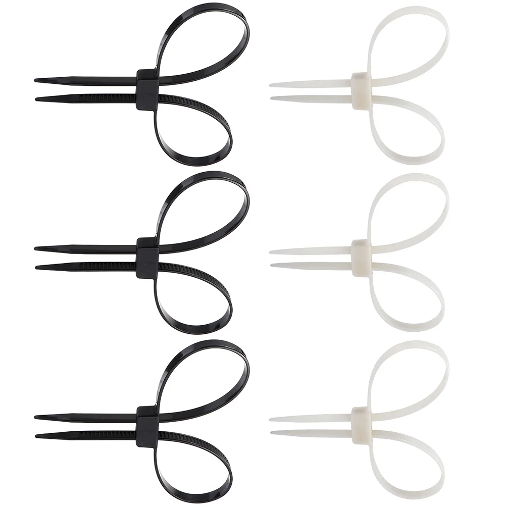 

6pcs Cable Black White Nylon Plastic Wire Harness Cable Ties For Binding Binding Zip Ties for Electric Cables