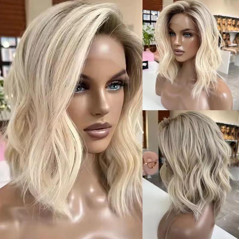 Synthetic Wig 360 Full lace transparent grey blonde lace front wig 13x4 Hight Density Pre plucked Cosplay For Women