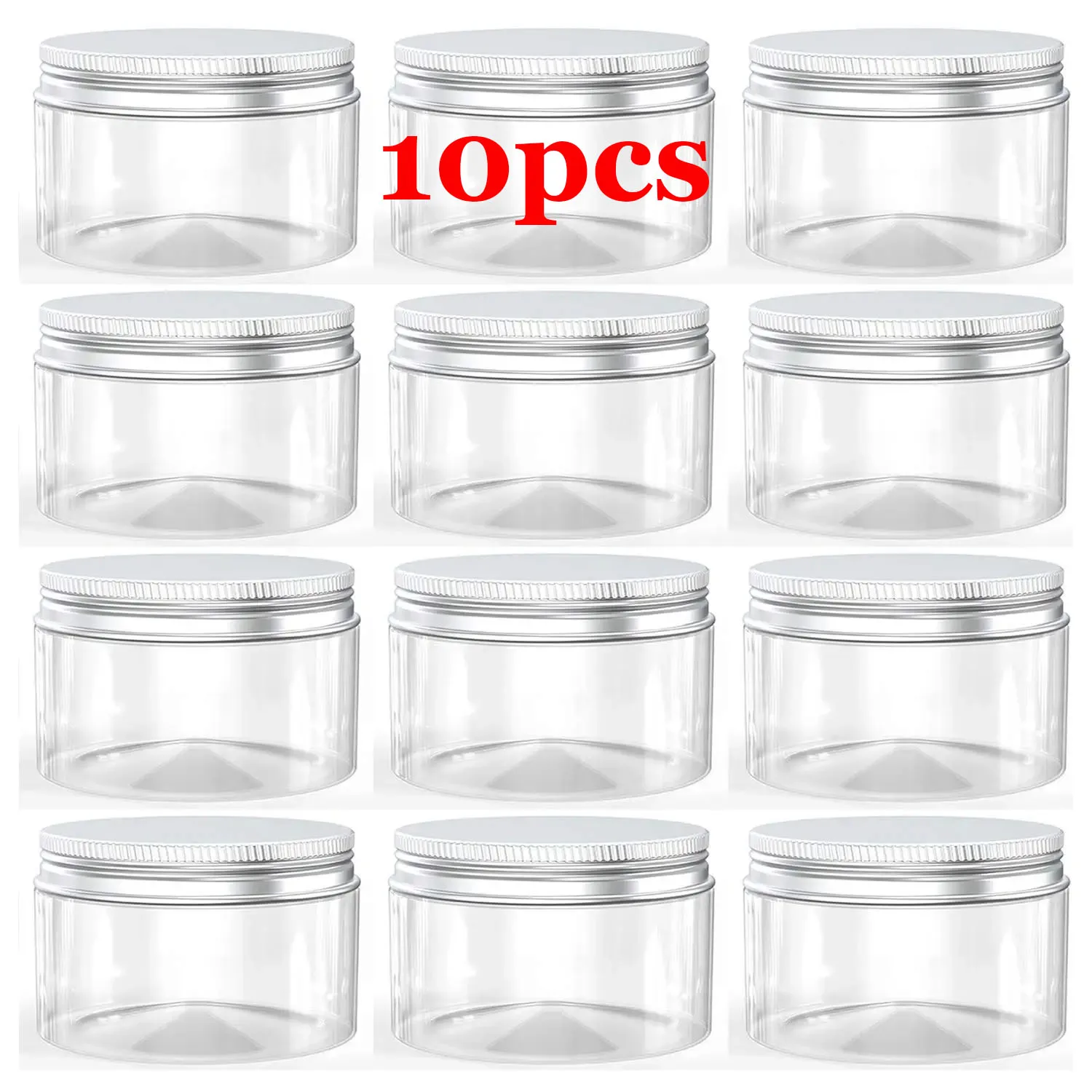 10pcs 20g 30g 50g 100g 150g Empty Clear Cream Jars Cosmetic Storage Pot with Aluminum Cover Anti-light Containers Sample Bottles