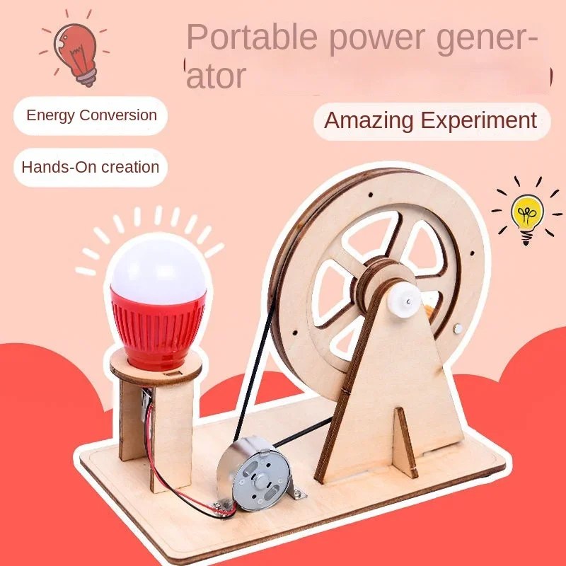 Funny Kids Hand Generator Electric Power Science Experiment Diy Handmade Material Package Physics Toy Handmade Toys