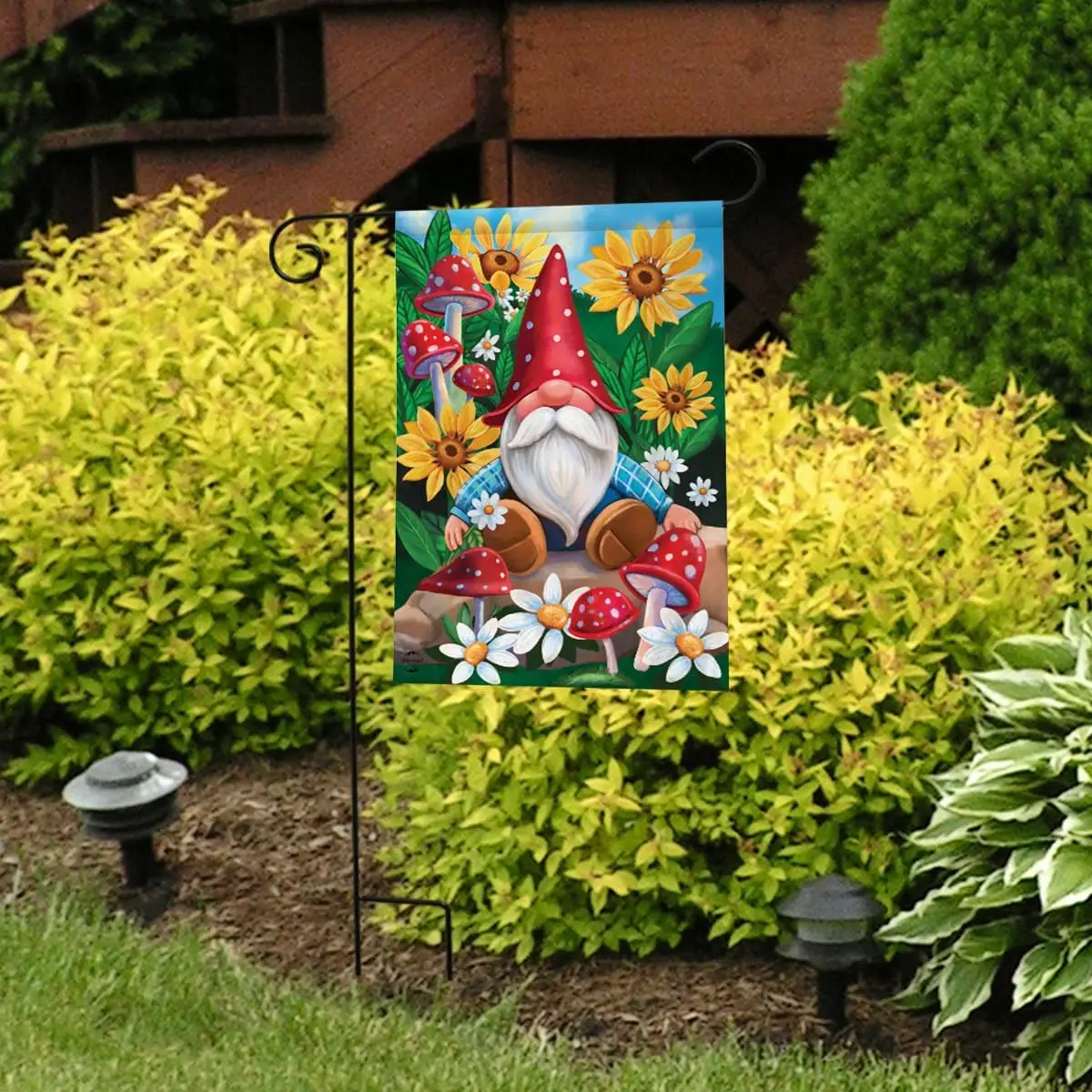 Gnome And Garden Summer Garden Flag Humor Floral 12.5