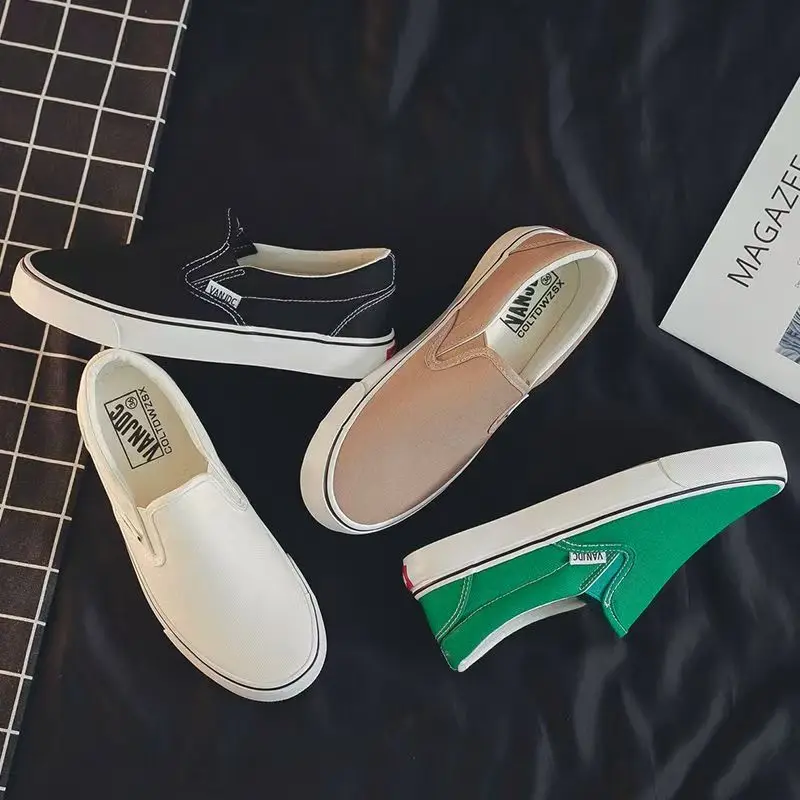 concise Casual Canvas Sneakers Women Men Non-slip Loafers Breathable Low top Flat Tenis Shoes Women's Sneakers Plus Size 44