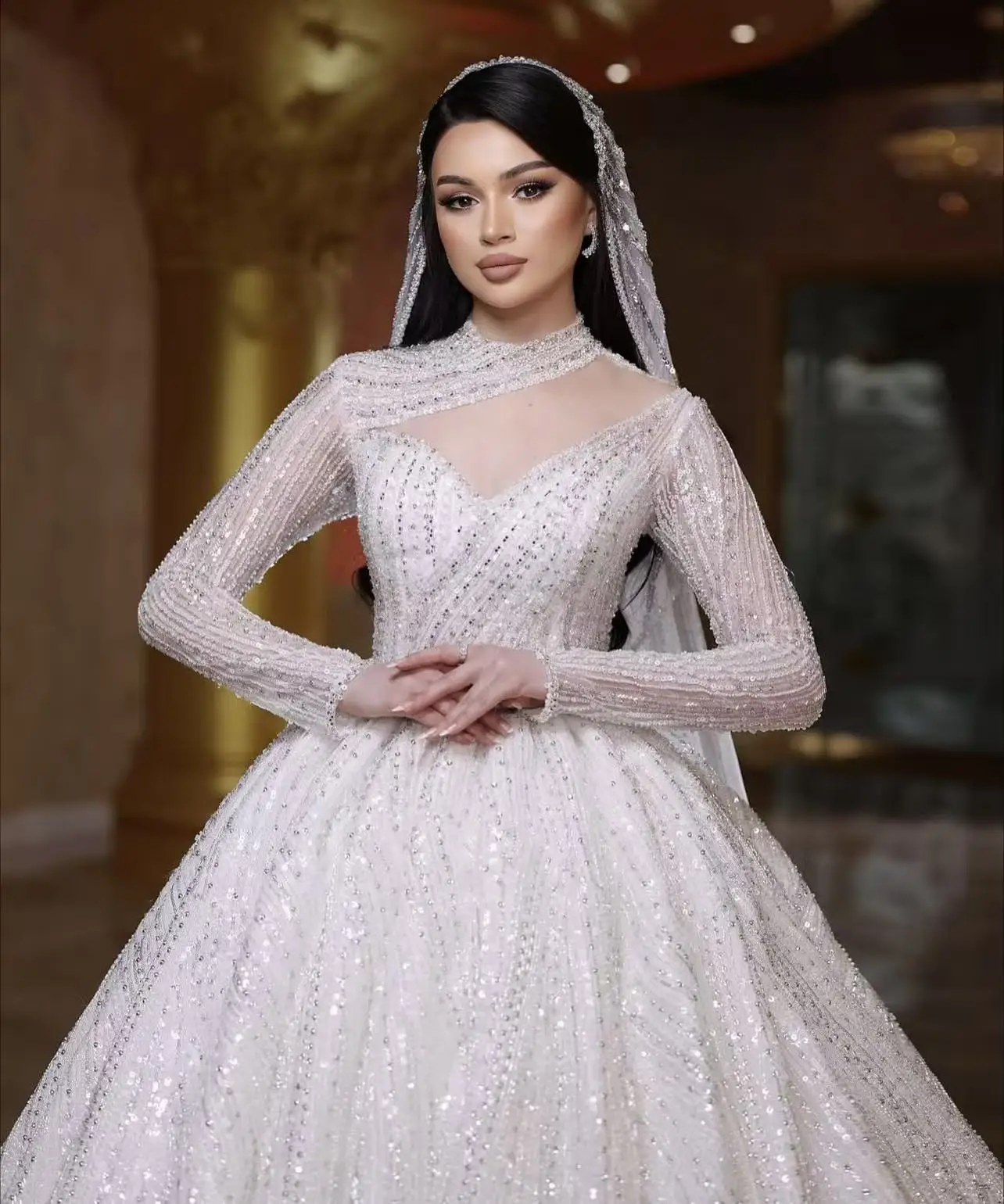 Роскошные свадебные платья с бисером по индивидуальному заказу, арабское бальное платье с блестками и блестками в Дубае, свадебные платья Vestidos De Novia