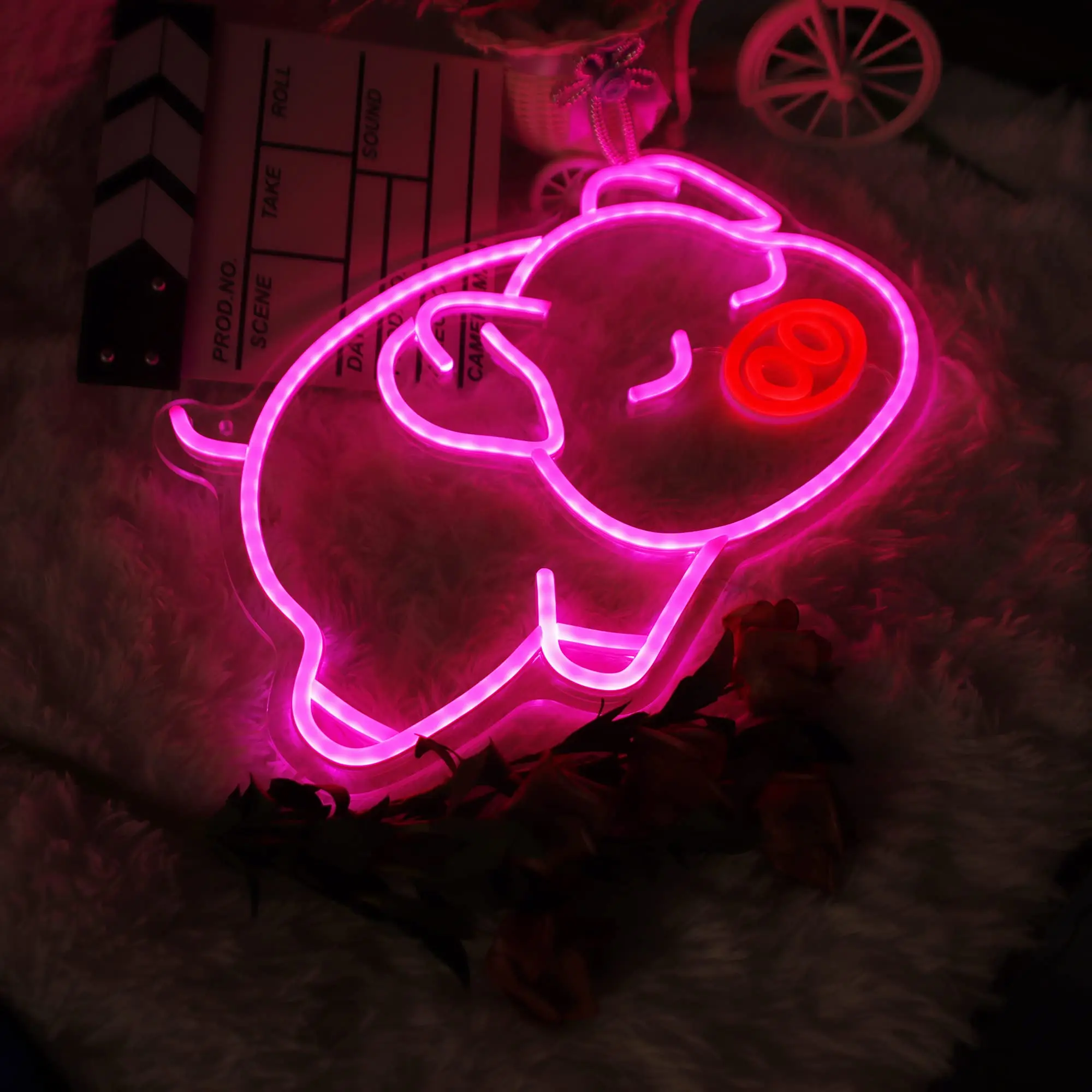 Imagem -02 - Cute Pig Led Neon Signs para Wall Decor Usb-powered Luz Quarto Bar Casa Presentes