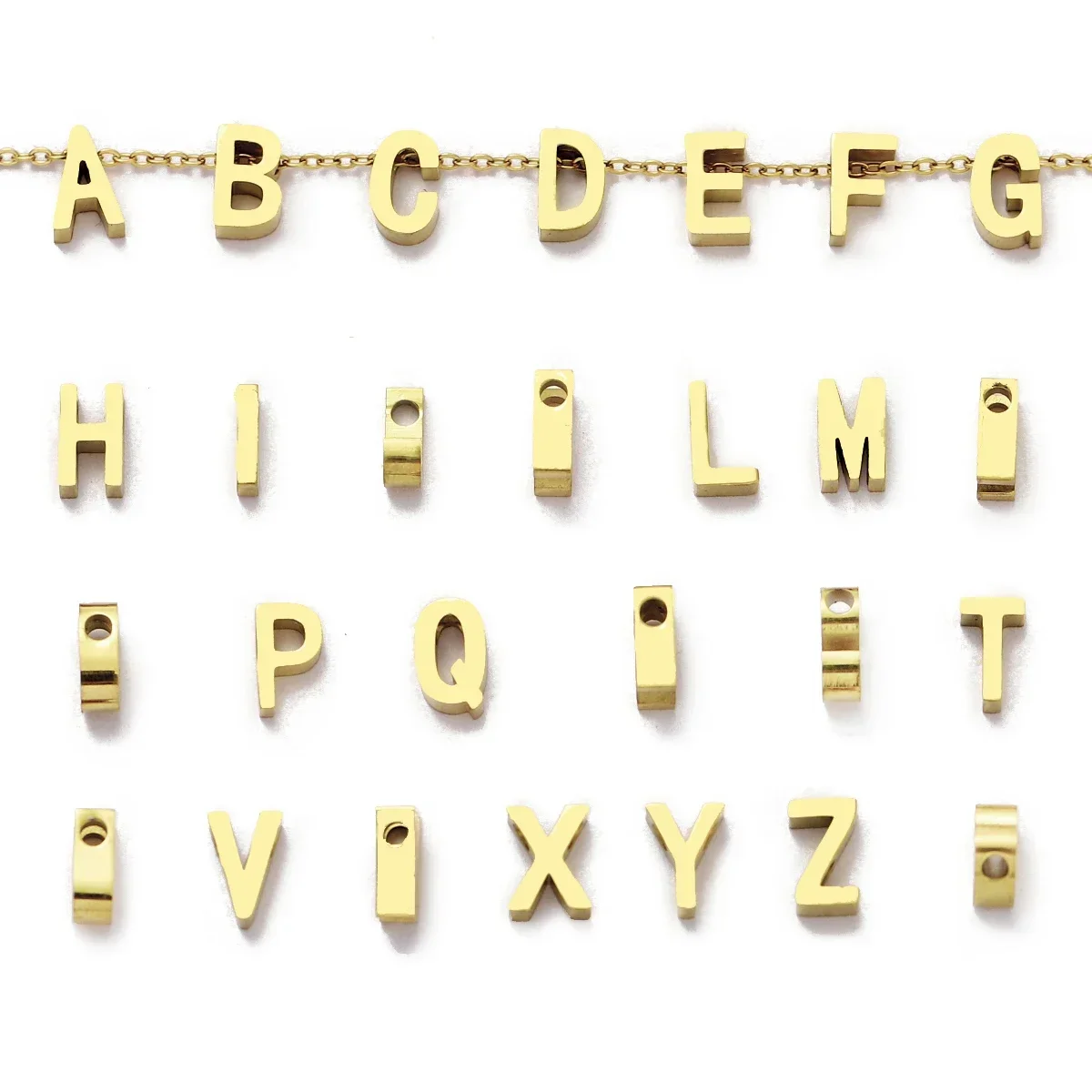 5pcs/Lot A-Z Capital Letter Stainless Steel DIY Charms English Name Alphabet Necklace Beads Women Necklace Making Jewelry