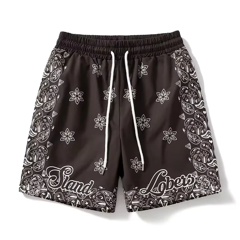 

Summer American European New Fashion Men's Casual Trendy High Street Loose Wide Leg Straight Knee Length Shorts Male Clothes