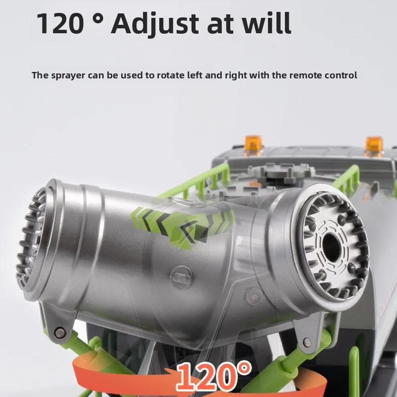 후이나 신형 2.4G 무선 조종 시뮬레이션 위생 트럭 스프링클러 트럭 9채널 대포 안개 트럭 모델 어린이 장난감 선물