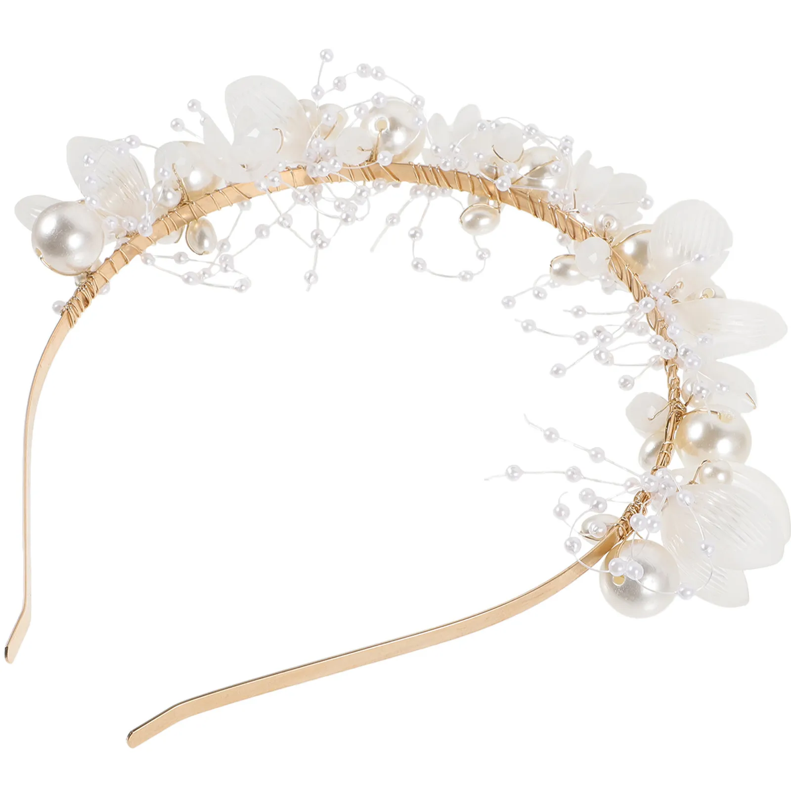 

Bridal Headband Pearl Flower Tiara Elegant Wedding Party Hair Hoop Women Headdress Delicate Shining Pearl Hair Decoration