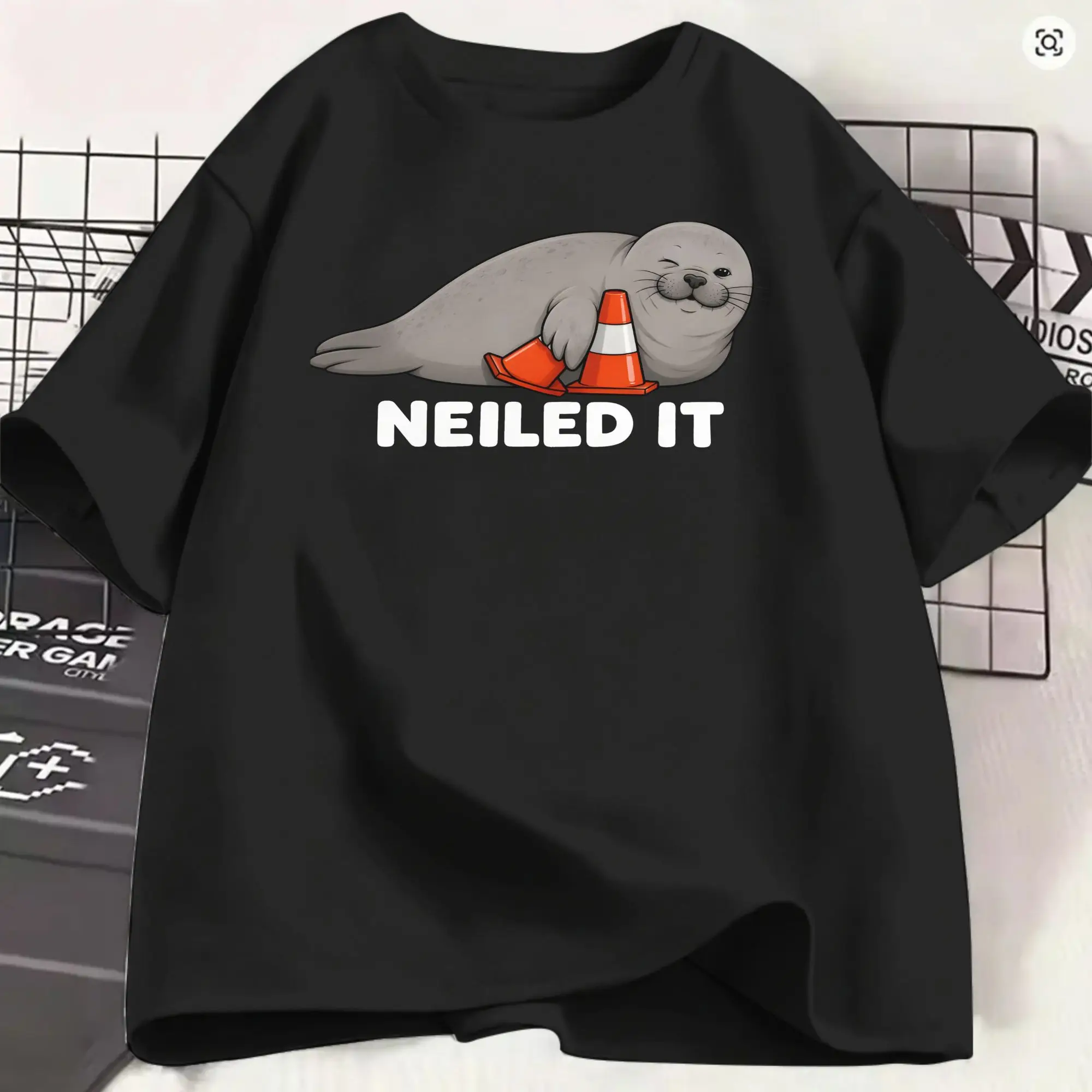 Neil the Seal  Cotton T-Shirt For Adult Summer Neiled it  Awesome T-Shirts O Neck Hip Hop Tees Big Size Casual Clothing