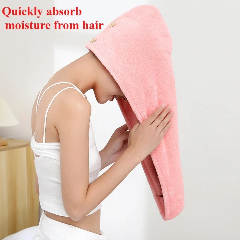Women's Quick-Dry Dry Hair Hat - Coral Fleece Thickened Wrap Bonnet, Super Absorbent & Soft, Essential Bathroom Head Towel
