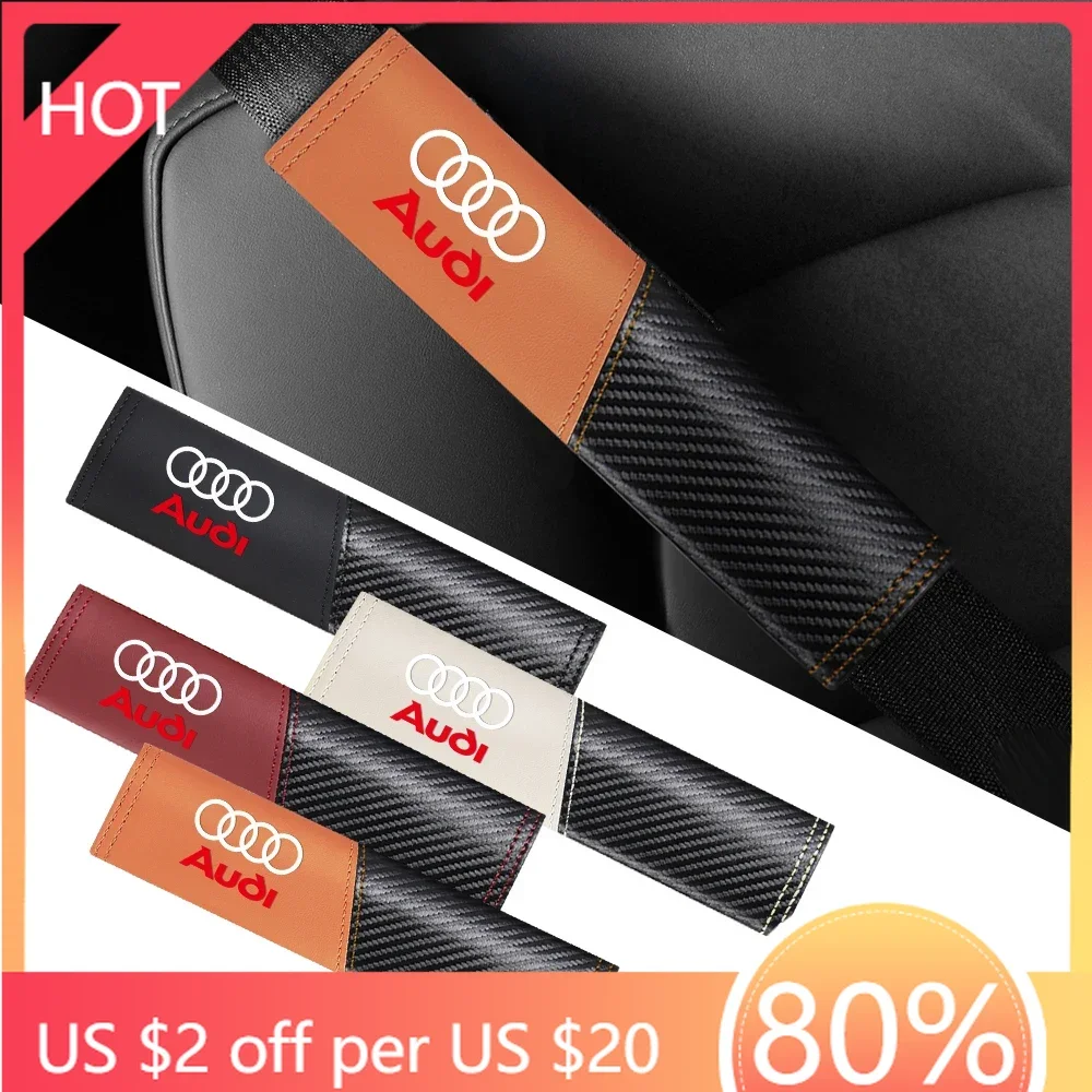 

2025 Hot 2Pcs Car Seat Belt Shoulder Carbon fiber Protector Pads For Audi Sline A3 8P 8L 8V A4 B8 B6 B7 B9 A6 C6 C7 S5 A7 A5 Q5