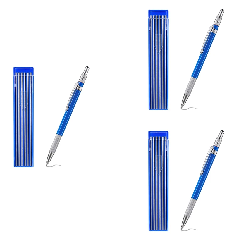 

3X Mechanical Pencils Metal Marker With Builtin Sharpener For Pipe Fitter Welder Steel Construction Fabrication