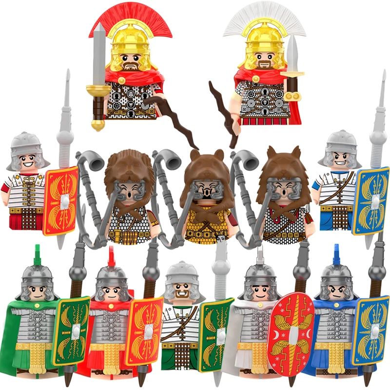 Medieval Military War Building Blocks Knight Warrior Roman Centurion Heavy Infantry Soldier Castle Guard Weaponry Brick Kids Toy