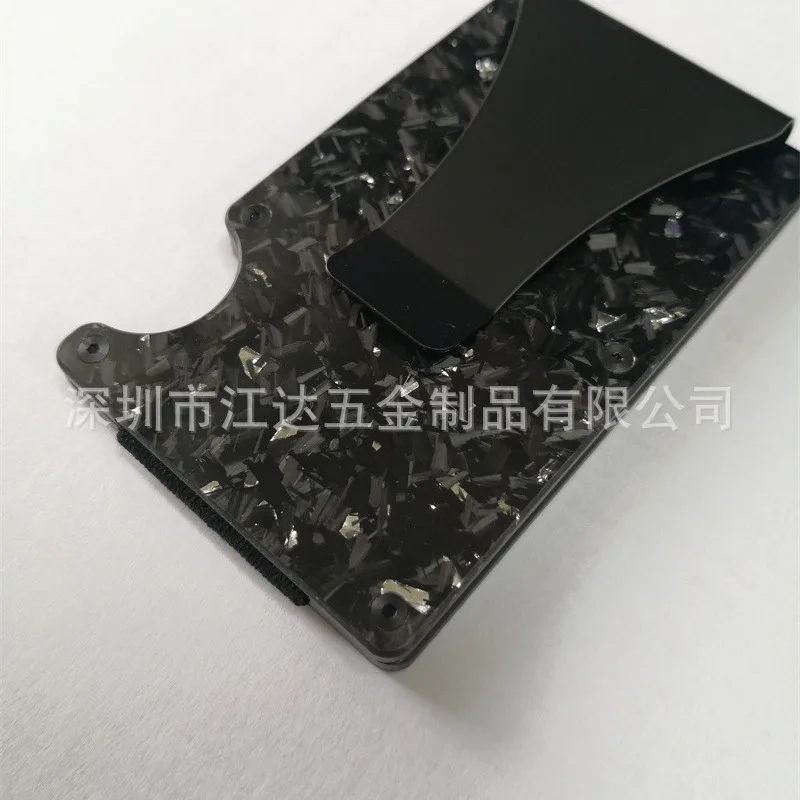 محفظة من ألياف الكربون ميتاكربون مرآة الساتان المحفظة شل نمط كليب حقيبة بطاقة RFID المعدنية #2