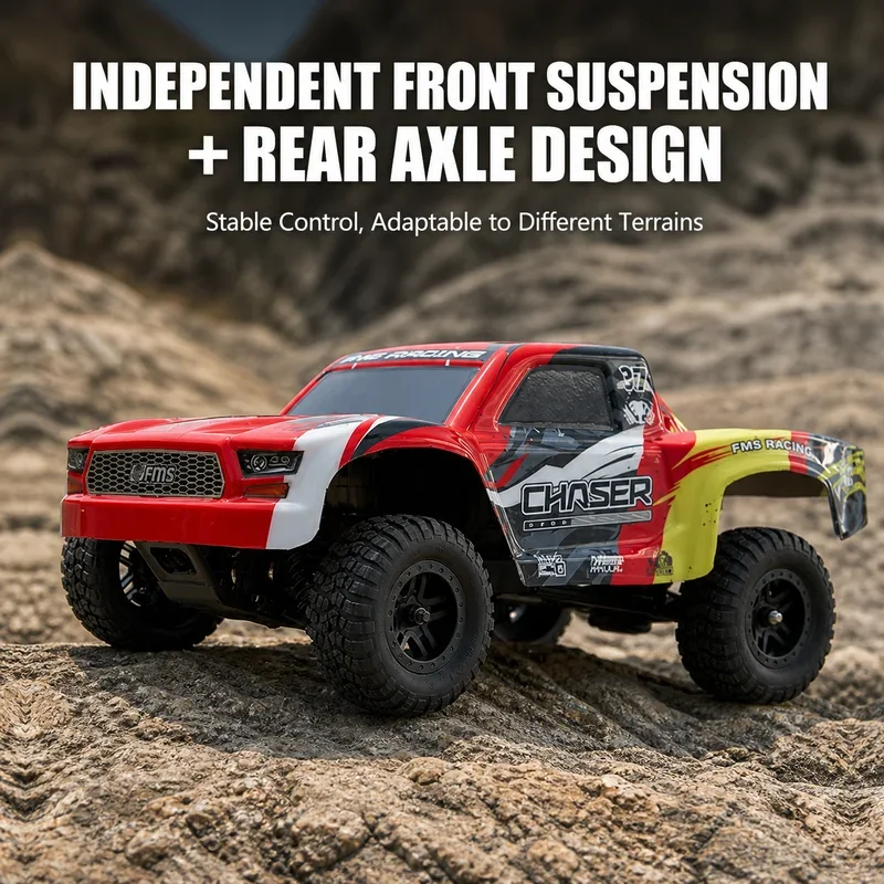 New Fms 1/24 Fsc24 Chaser Remote Control Car Strong Power Short Truck Off-Road Vehicle Metal Twin Servos Beginner Entry Level
