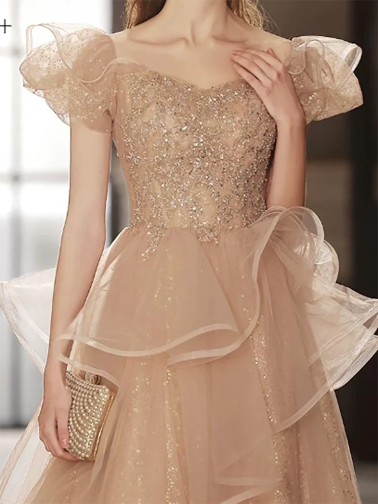 Elegant Sweetheart Sequined ฉัตร A-Line ชุดราตรีอย่างเป็นทางการวันเกิด Party Prom Gowns ที่กําหนดเอง