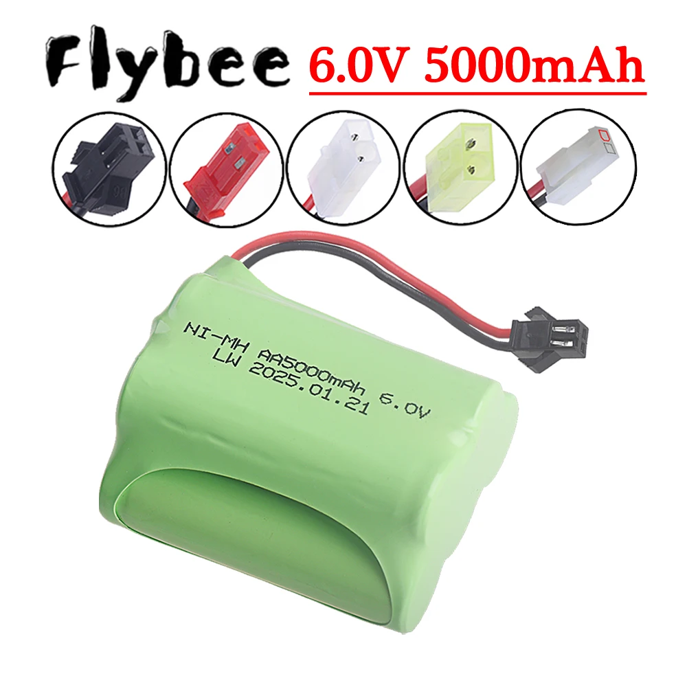 6.0V 5000mah NI-MH Battery for RC Electric Toys Cars Trucks Tanks Boats 6V NiMh AA Upgrade 3000mah 6v SM/JST/TAMIYA Plug