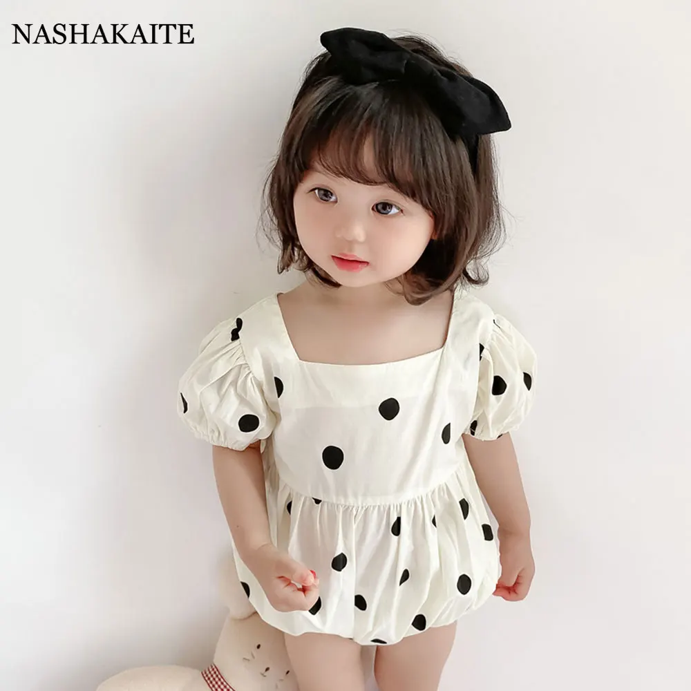 

Baby Girl Clothing Minnie Polka Dot Cute Toddler Romper + Bowknot Headband Sets Summer Newborn Cotton Baby Girl Bodysuits